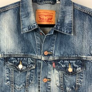 Levi’s Denim Vest with Peace Bus patch on back